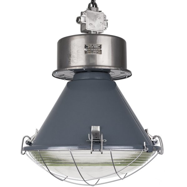 Large Industrial Factory Loft Pendant Lamp From Poland In Blue Grey Finish
