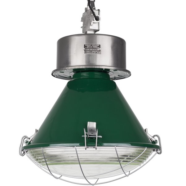 Large Industrial Factory Loft Pendant Lamp From Poland In Deep Green Finish