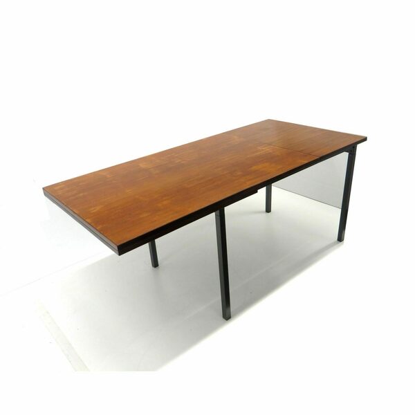 Extendable Vintage Dining Table From Brabantia With Metal Frame And Teak Top