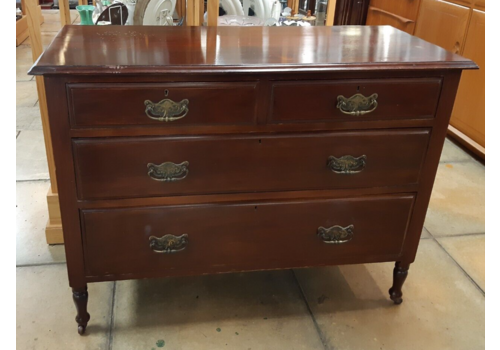Edwardian Mahogany 2 Over 2 Chest Of Drawers On Ceramic Casters