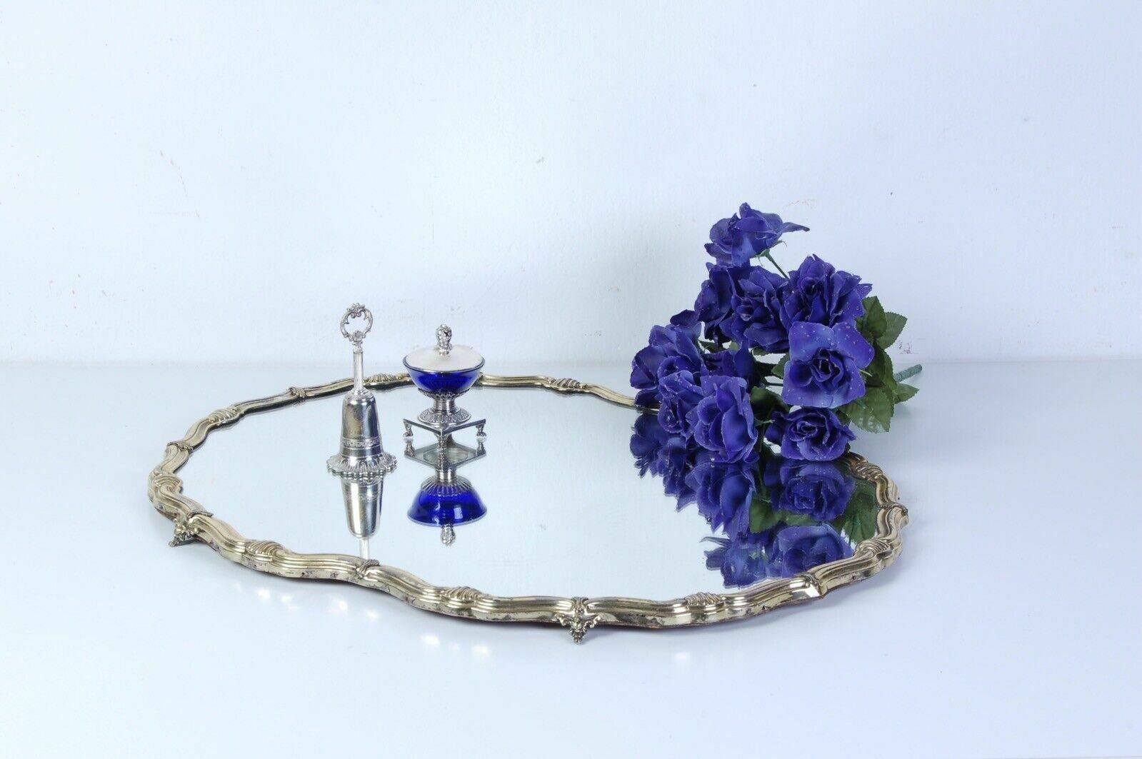 Vintage Mirror Tray Centerpiece 50s Design Frame Decorations Gargoyles