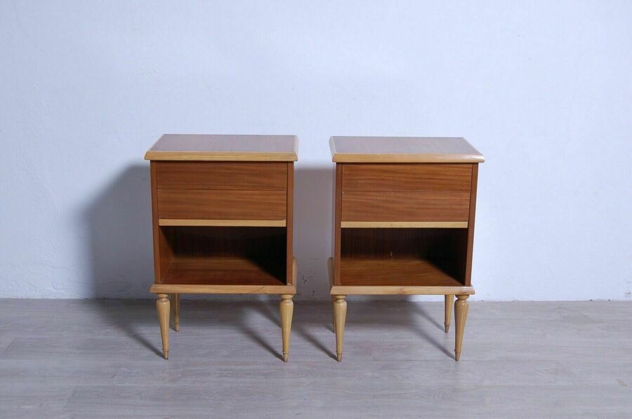 Pair Of Bedside Tables Designed In The 60s Bedside Tables Two Tone Wood