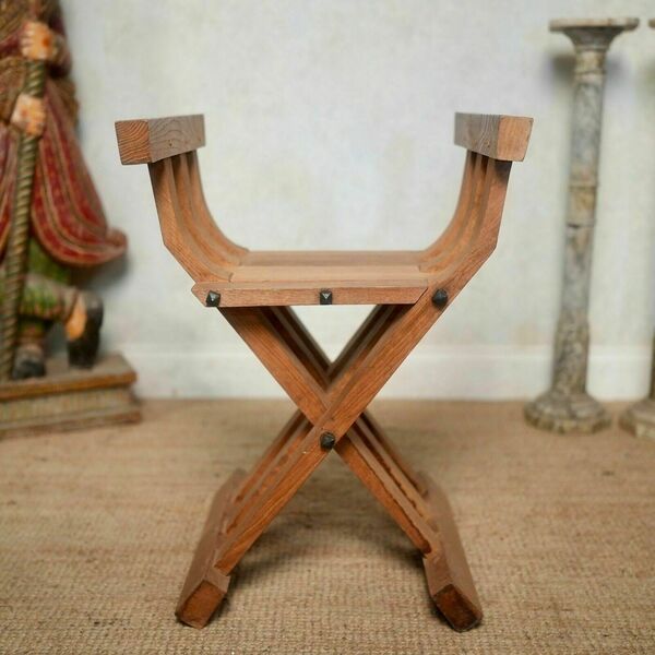 Antique Oak Folding Chair X Framed Vinterior