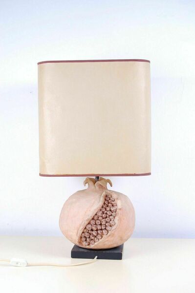 Vintage Table Lamp Base In Worked Terracotta Shape Of A Large Pomegranate