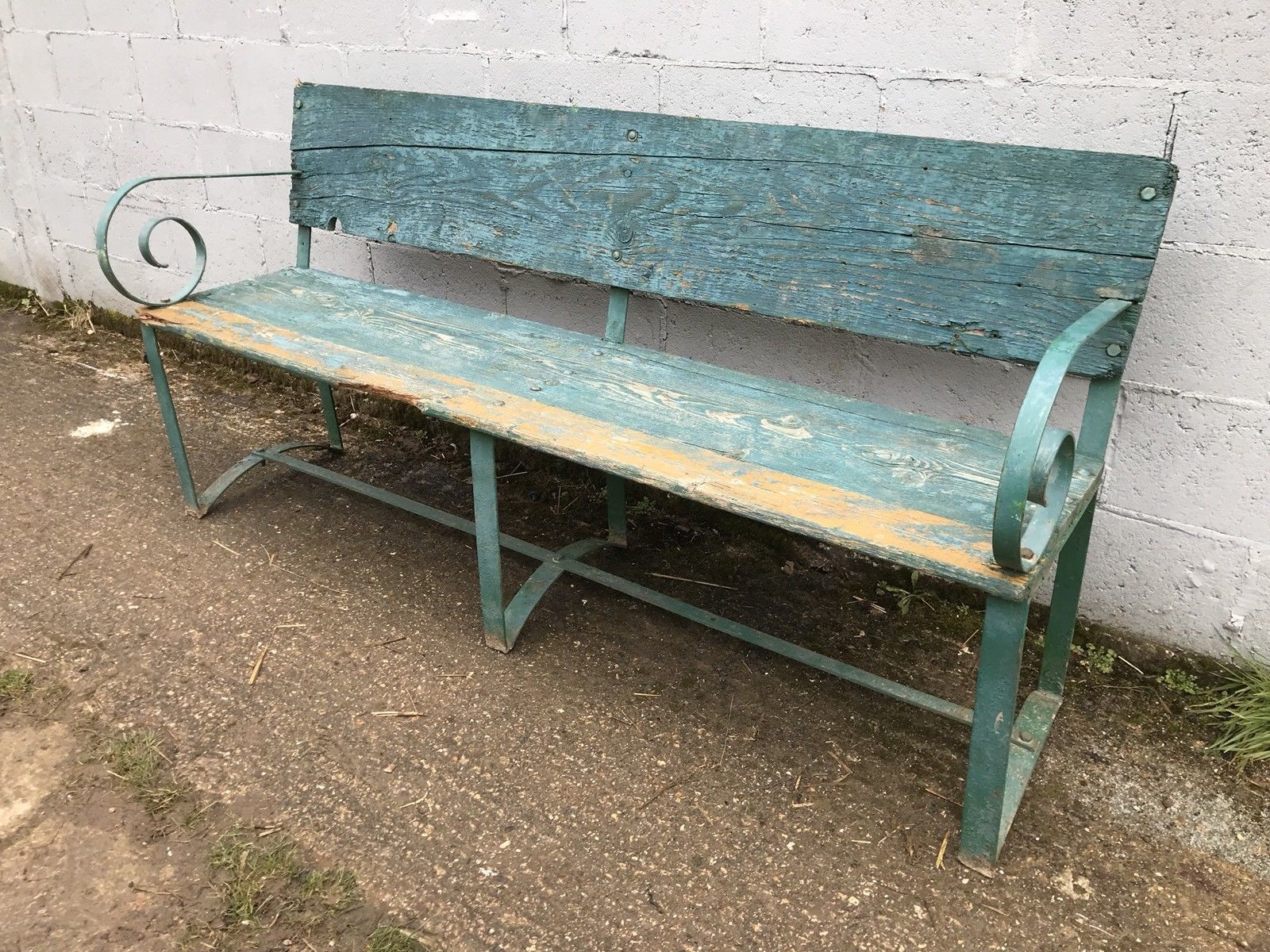 Rare Italian Antique Vintage Bench Outdoor Garden Rustic Country Vinterior
