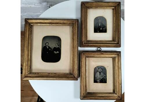 A Set Of Three Antique Ambrotype Miniatures / Antique Photographs / Victorian Photography