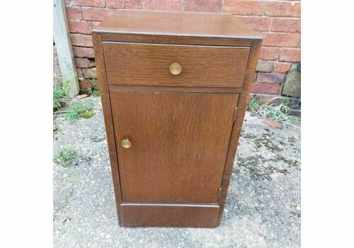 Vintage, Mid Century Plywood And Veneer Bedside Cabinet With Drawer & Cupboard
