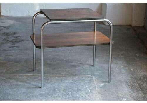Large Bauhaus Side Table / Bauhaus Shelf In Dark Brown