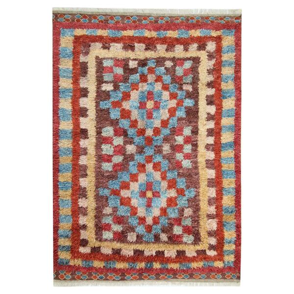 Handmade Carpet Moroccan Rugs, Shag Rugs, Pink And Red Primitive Carpet