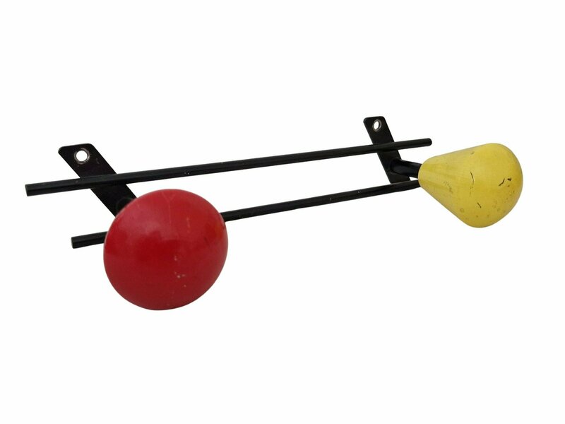 Mcm Atomic Era Coat Rack And Hat Hooks, 1950s French Mid Century Modern