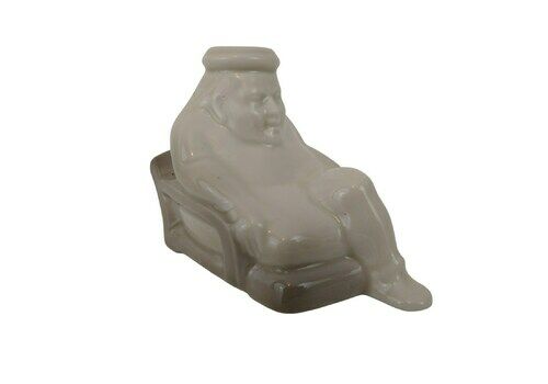 Limoges Porcelain Figurative Inkwell By Camille Tharaud, Antique French Advertising Ceramic Man In Chair Figurine