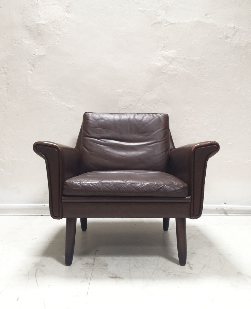 1960s Danish Brown Leather Club Chair Vinterior