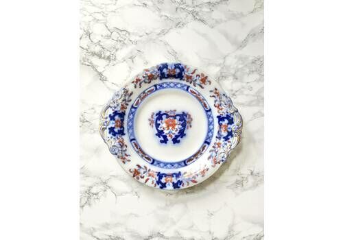 Minton Antique Round Porcelain Dish With Gilt, Blue And Red Decoration