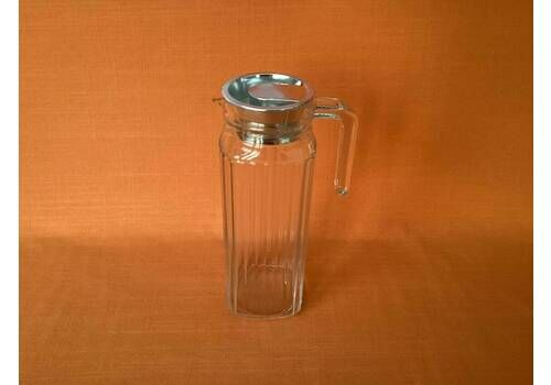 1970s Luminarc Arcoroc Glass Jug Silver Lid Arcoroc Fluted Glass Jug 2 Pint 1 Litre Glass Jug Quattro Glass Jug Retro Glass Water Jug
