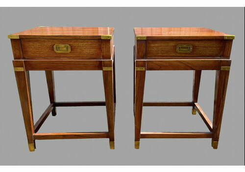 A Pair Of Campaign Style Bedsides