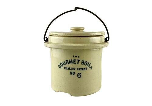 Antique The Gourmet Boila Challis' Patent No. 6   Stoneware   Kitchenalia