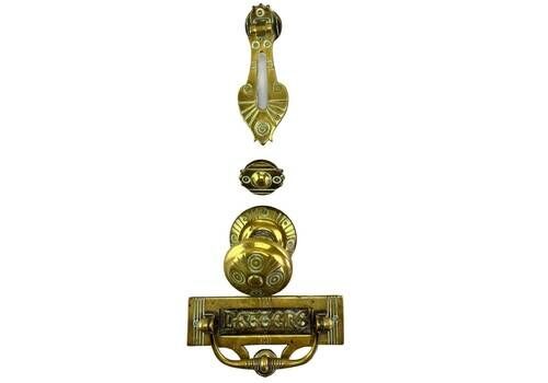 Antique Set Of Victorian Door Furniture   Letter Box   Door Pull   Knocker & Striker   London Town House   Country Cottage   Home Decor