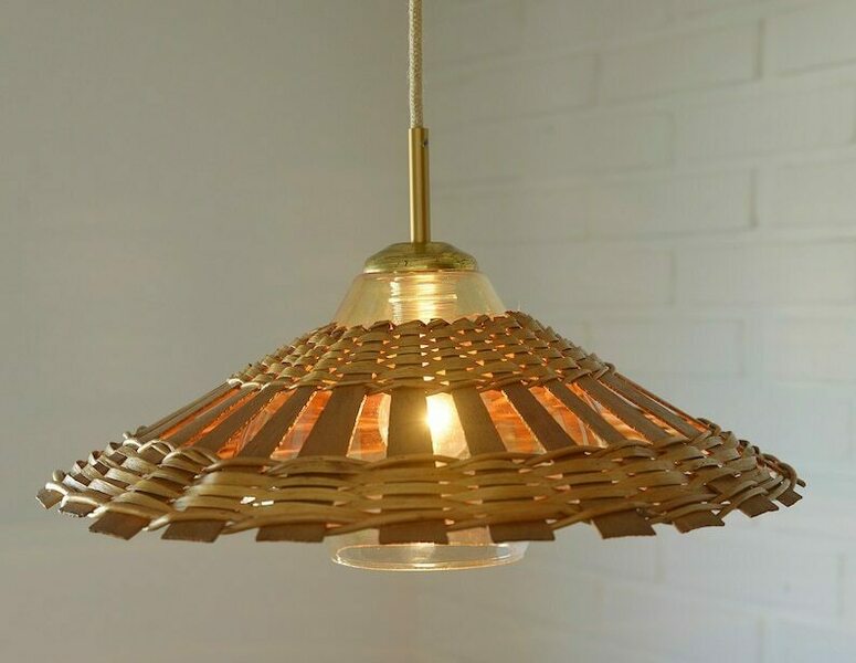 Vintage Wicker Hanging Lamp / Rustic Pendant Light / Retro Kitchen 60's