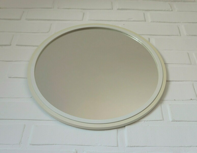 White Space Age Mirror From 80's / Vintage Round Plastic Wall Mirror