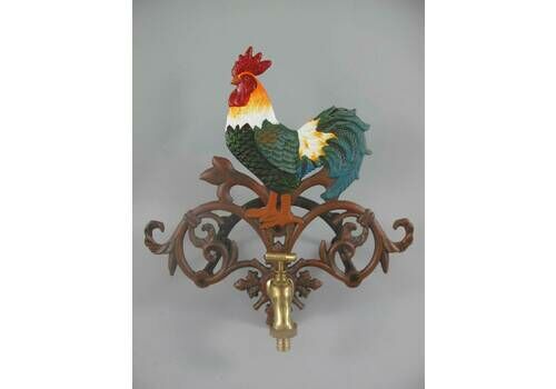 Faucet With Decorative Rosette Vintage Water Connection Garden Cast Iron Antique Style