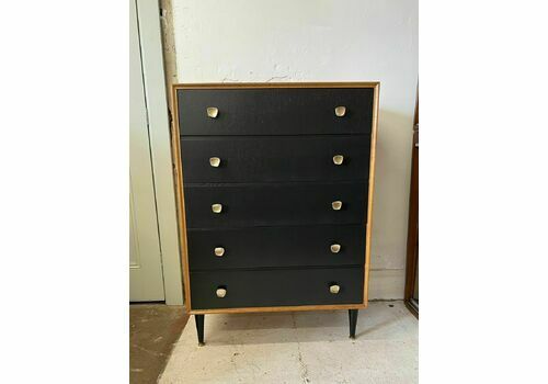 Meredew Drawers Mid Century Teak And Black Five Drawer Refinished