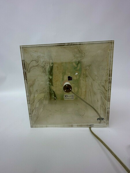 Mid Century Design Lucite Cube Table Lamp , 1970’s photo furniture