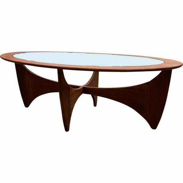 Vintage Astro Oval Teak Coffee Table With Glass Top By Victor Wilkins For G Plan, 1960