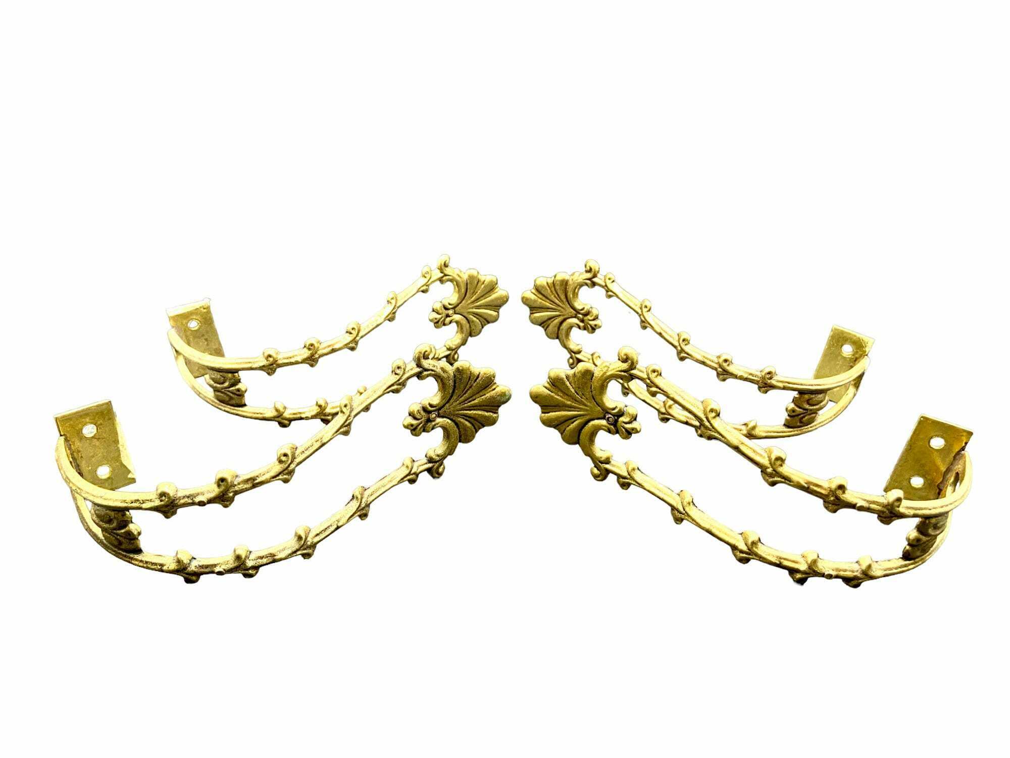 Vintage Set French Rococo Gilt Metal Style Large Curtain Tie Backs Door