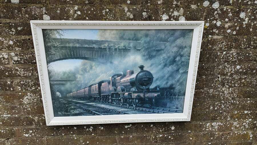 Large Vintage Retro Print 1187 Lms Steam Train Matglo Surface. Philip D Hawkins Vintage Railway