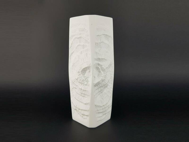 Vintage Ak Kaiser Op Art Rectangular Vase With Fossil Decor By Martin Frey West German Pottery 1970s