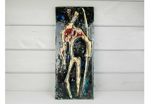 Vintage Schaffenacker Atelier Studio Art Wall Plate With Warrior Decor By Helmut Schaffenacker West German Pottery 1960s