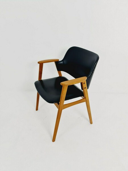 Mid Century Danish Teak And Leather Arm Chair By Erik Kirkegaard For Glostrup 1960s
