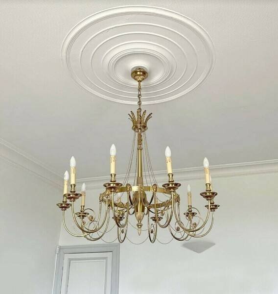 Set Of 3 Chandeliers With 10 Lights, Louis XVI Style, Early 20th Century