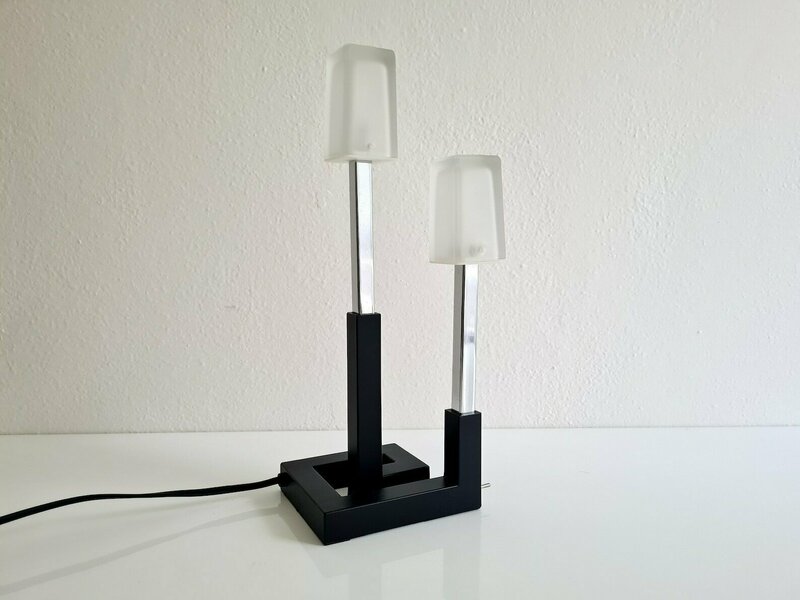 Vintage Post Modern Ikea Korsby Chrome And Glass Table Lamp With 2 Brightness Levels