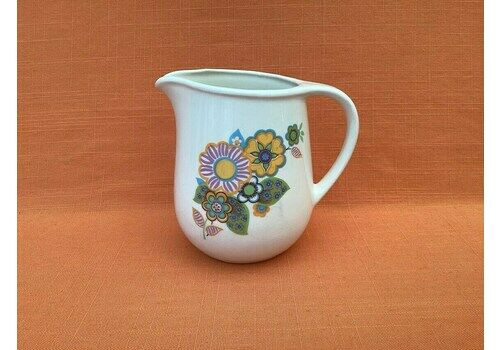 Vintage Romanian Milk Jug, By Faianta Sighisoara, Ceramic Jug With A Floral Design, 1960s Milk Jug, One Pint/500ml Jug, Vintage Fs Milk Jug