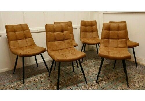 Set Of 6 Mid Century Dining Chairs Upholstered In Suede
