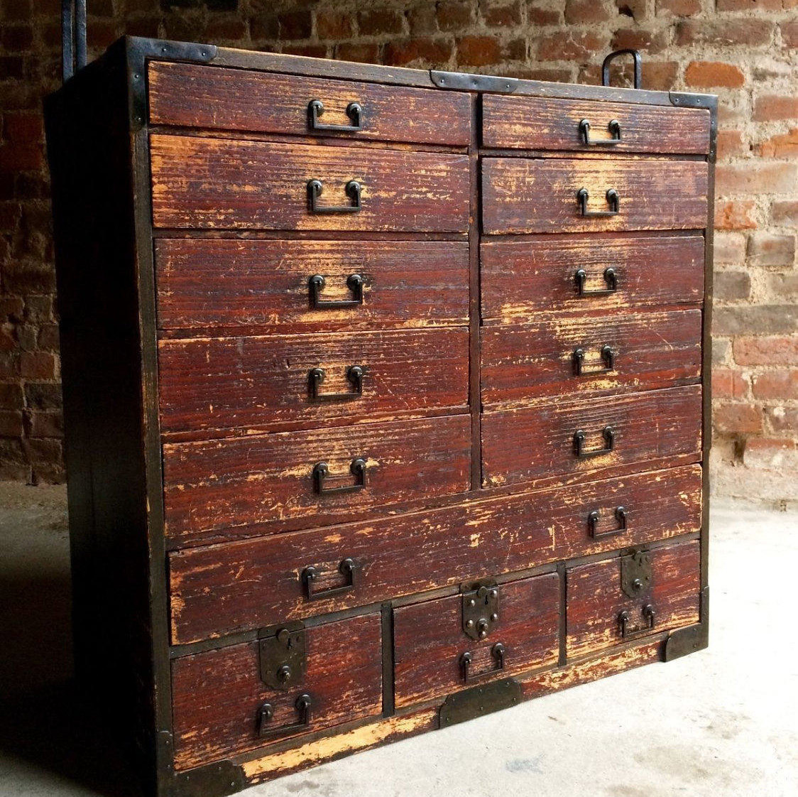 Antique Campaign Chest Of Drawers Japanese Victorian 19th Century