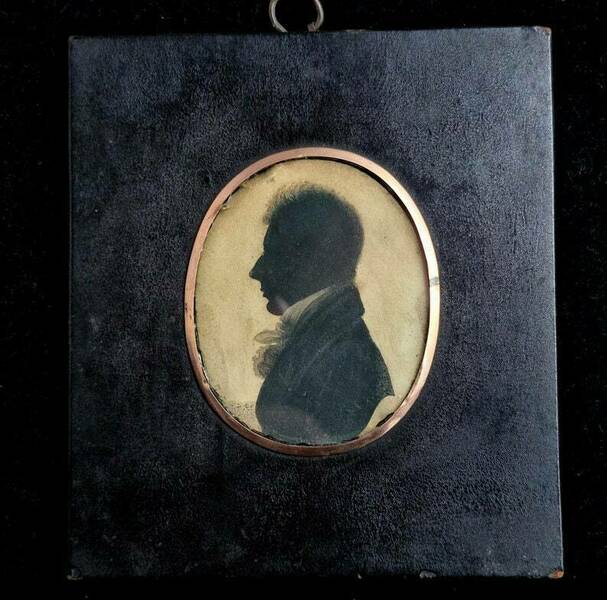 Antique Georgian Silhouette Miniature, Ebony Frame