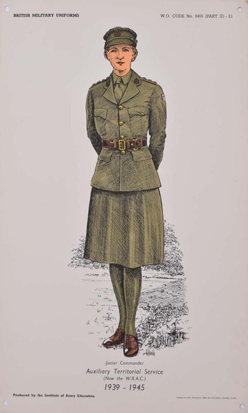 Women's Royal Army Corps Institute Of Army Education Ww2 Uniform Lithograph Circa 1950s