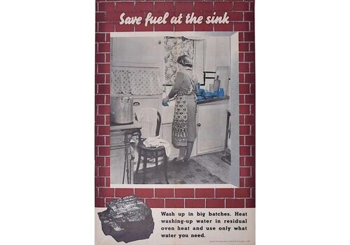 World War 2 Poster Coal Saving Beverley Pick Save Fuel At The Sink Energy C. 1944