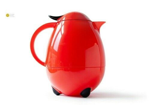 Postmodern Slany Design Thermos Coffee Tea Bottle Leifheit Columbus Memphis Era Flask Plastic Red 80s