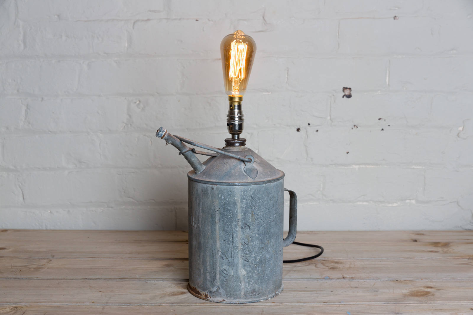 Unique Galvanized Can Lamp Metro Home Industrial Desk Image
