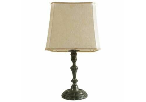Antique 1930s Table Lamp In Patinated Pewter, Baroque Style