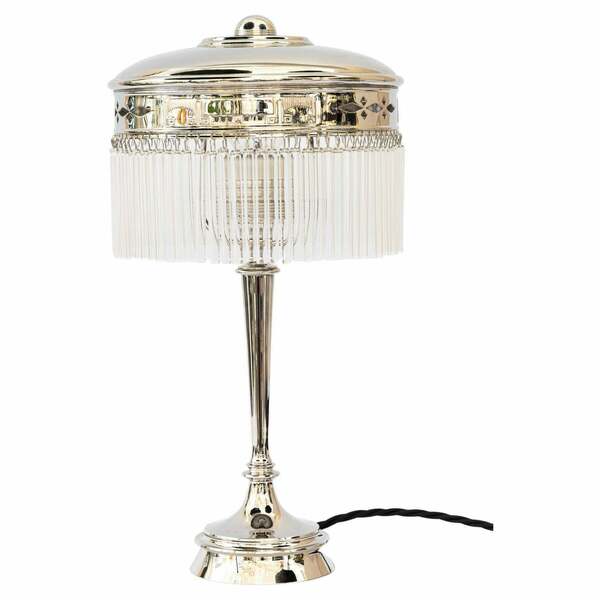 Art Deco Nickel   Plated Table Lamp With Glass Sticks Vienna Around 1920s