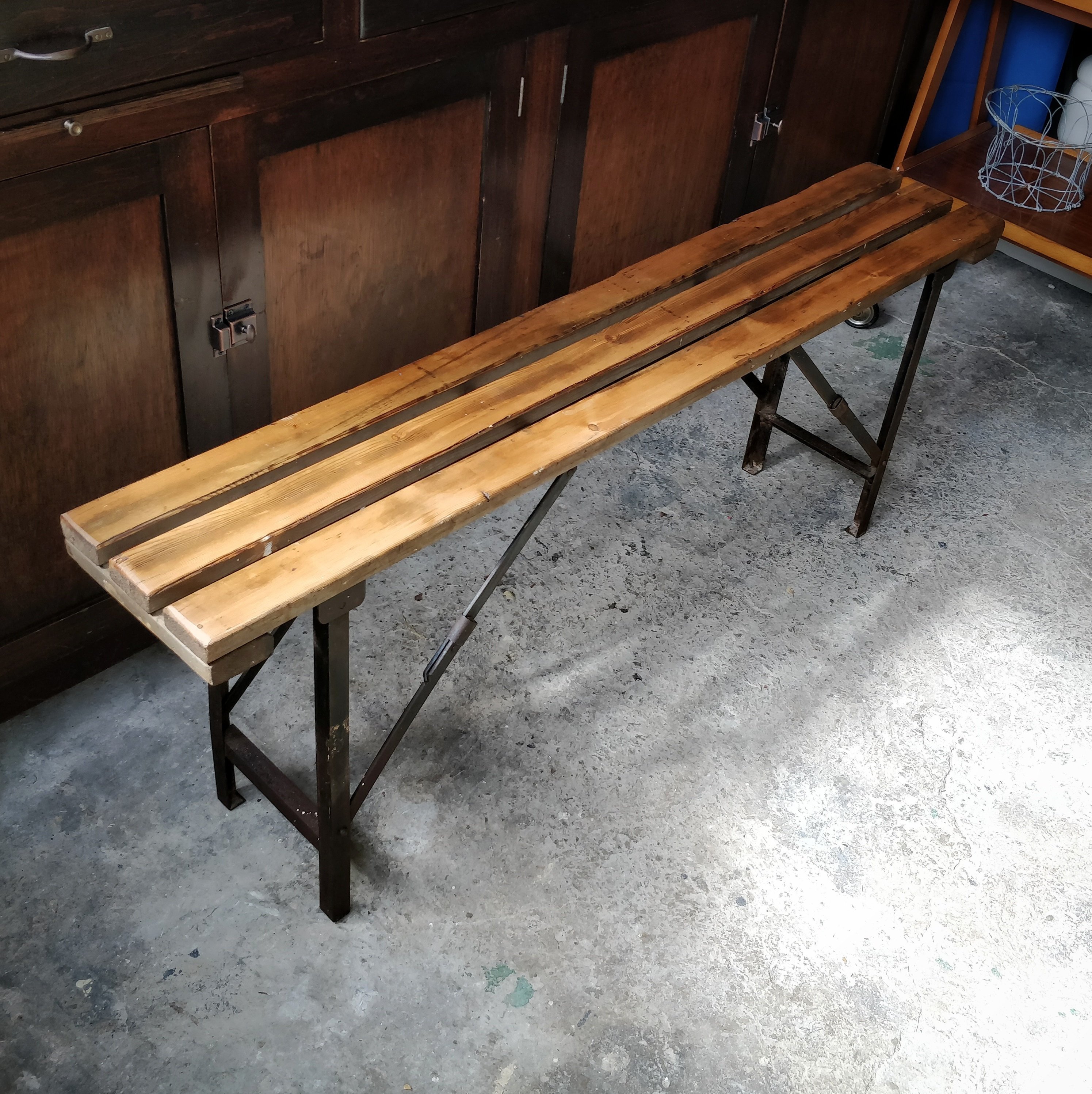 Vintage Folding Bench Industrial Bench Wooden Bench Kitchen Bench Vintage Wooden Bench Collapsible Bench Rustic Bench Vinterior