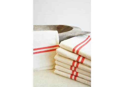 Vintage French Torchon   Two Red Stripes