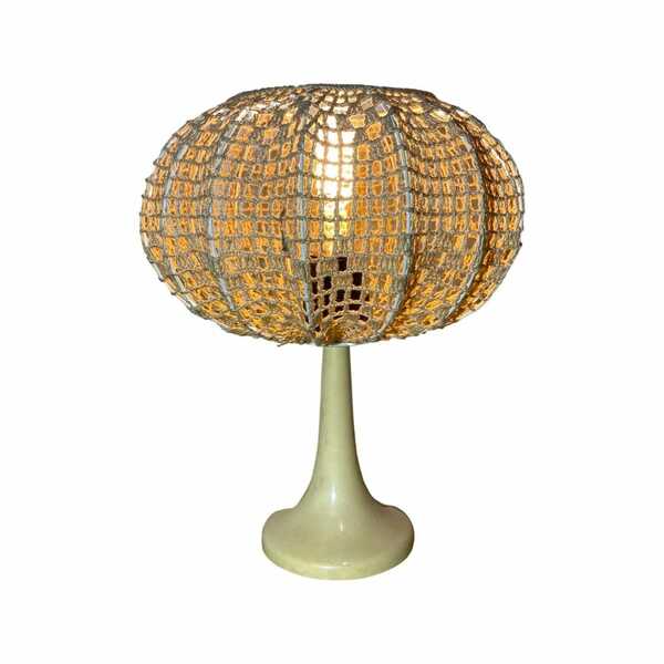 Vintage Tulip Lamp Aro Germany | 1960s German Designer Lighting With Tulip Base And Cotton Shade | Height: 12.6'' /32 Cm   Space Age Light