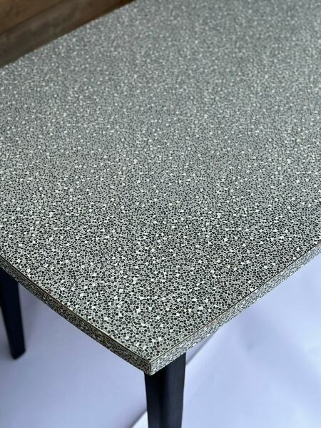 Modernist Wood And Formica Dining Table 1950s Geometric Black And White Pattern photo furniture