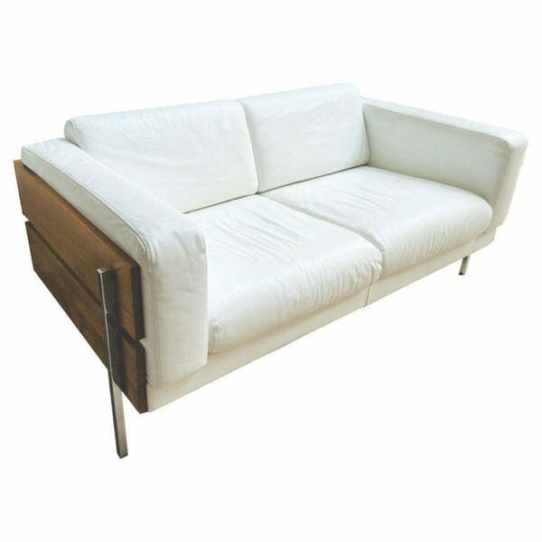 2000s White Leather 2 Seater Robin Day For Habitat Sofa Robin Day