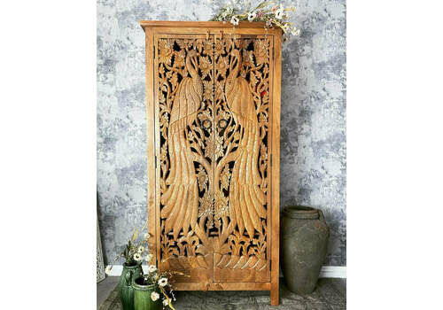 Peacock Hand Carved Armoire / Cabinet